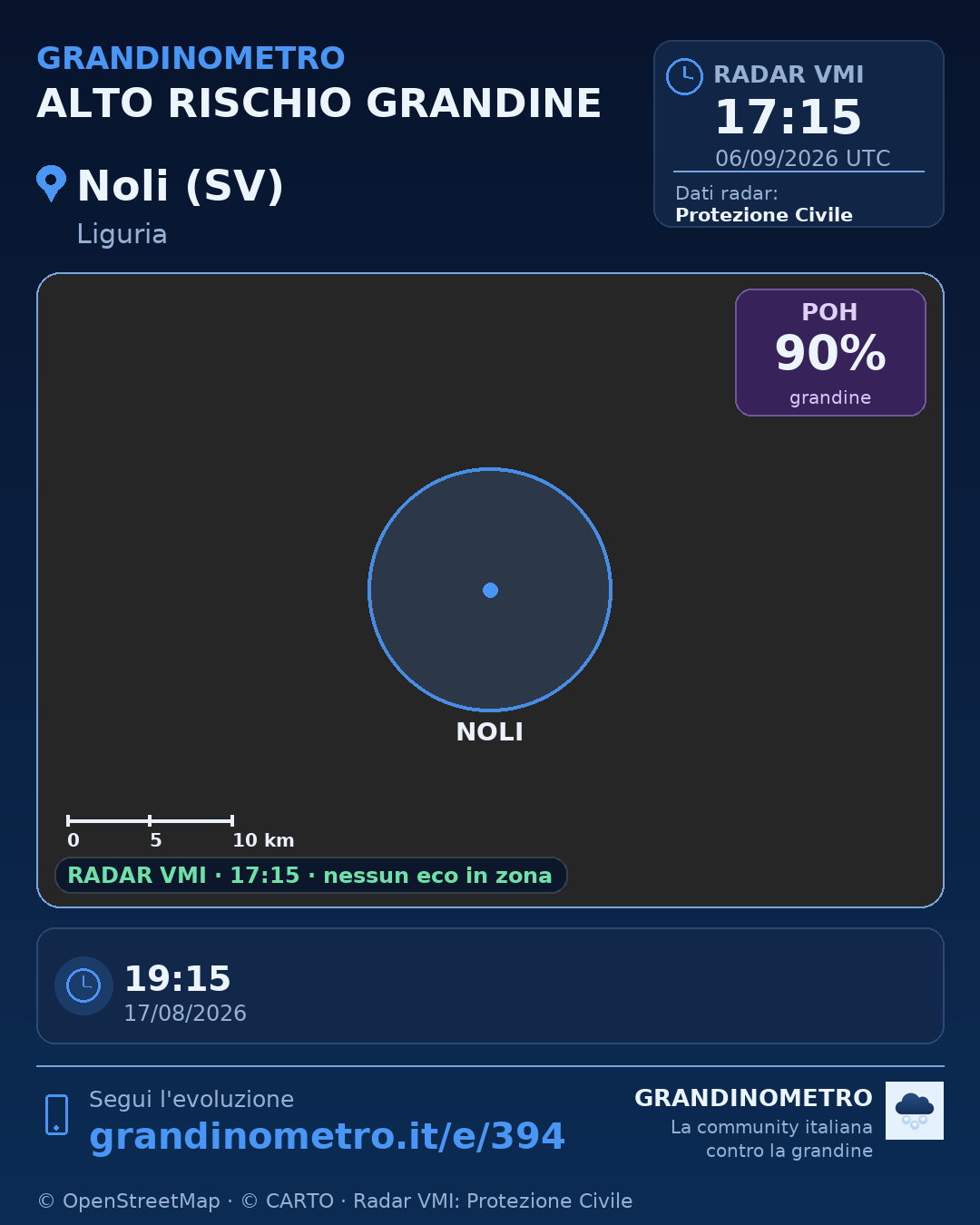 Mappa dell'evento: grandine a Noli (SV)