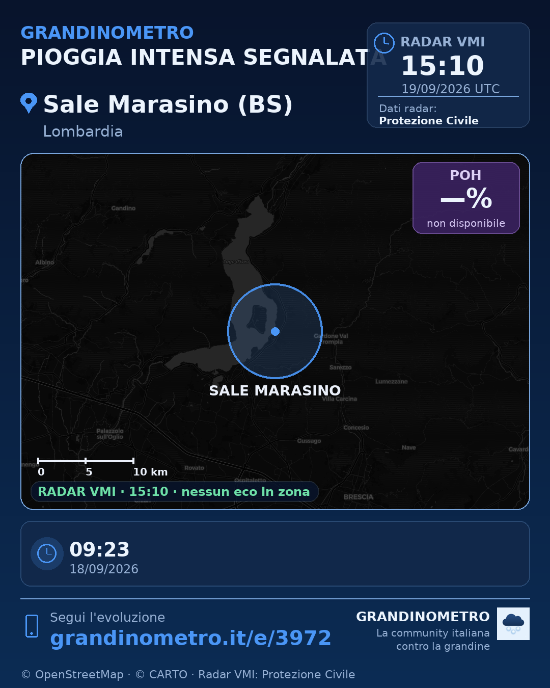 Mappa dell'evento: pioggia intensa a Sale Marasino (BS)