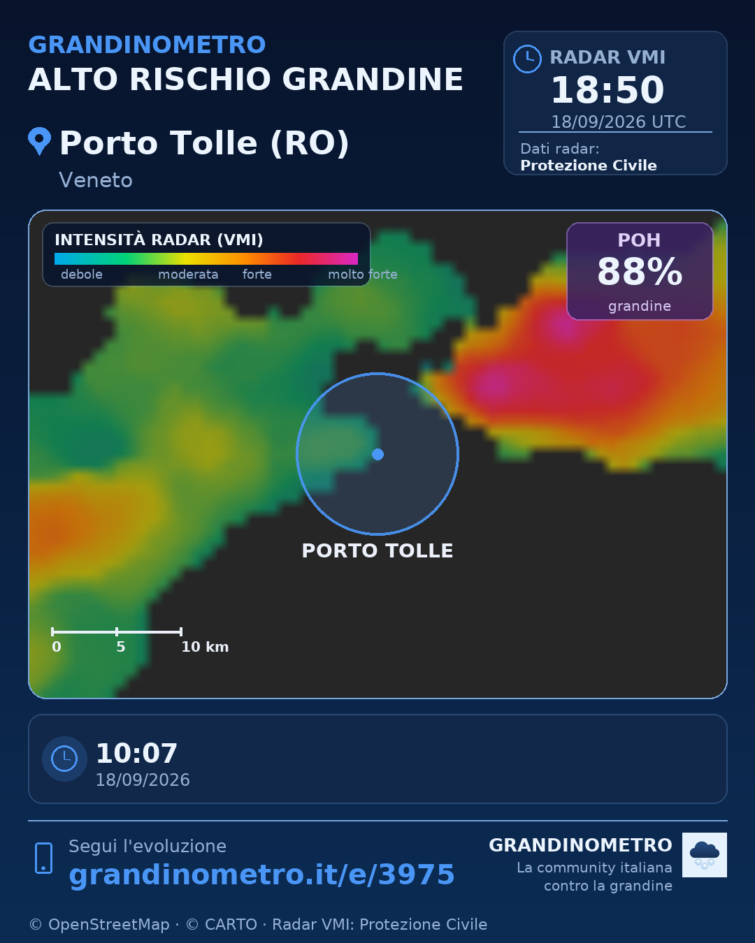 Mappa dell'evento: grandine a Porto Tolle (RO)