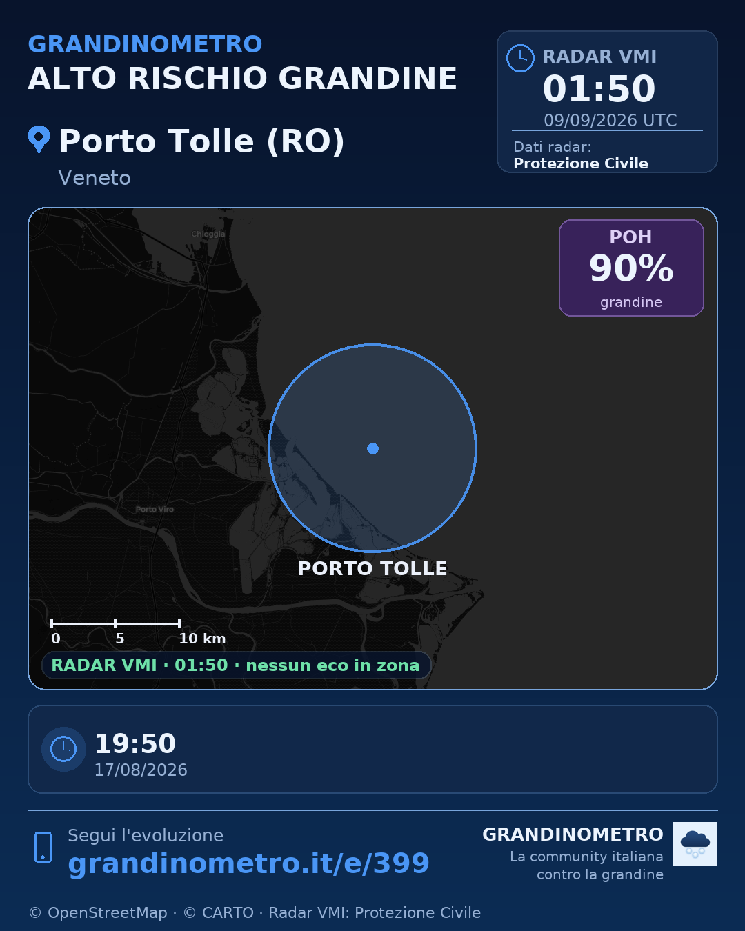 Mappa dell'evento: grandine a Porto Tolle (RO)