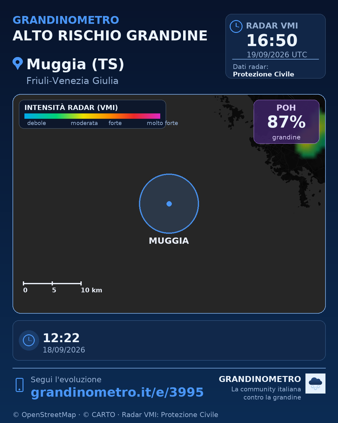 Mappa dell'evento: grandine a Muggia (TS)