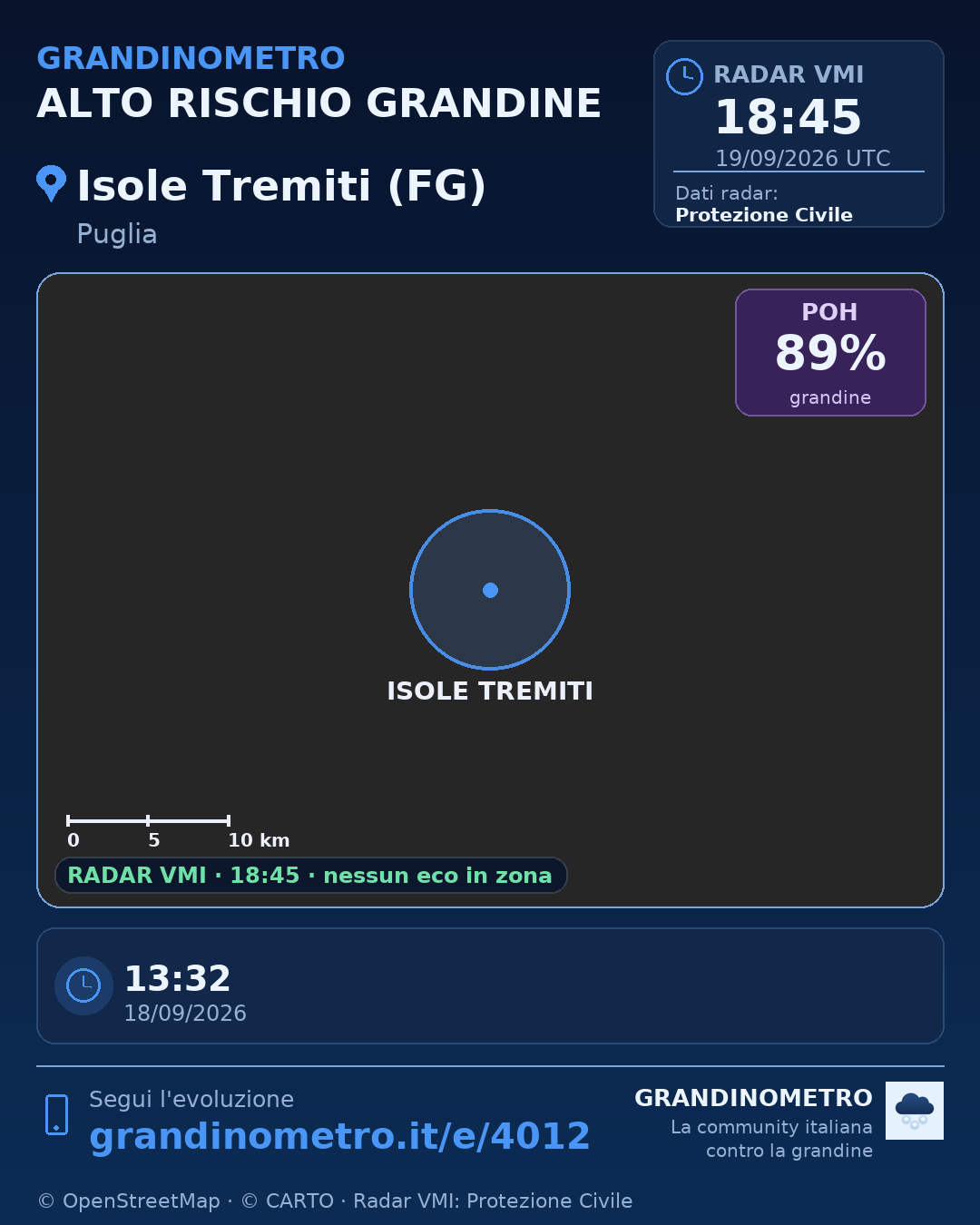 Mappa dell'evento: grandine a Isole Tremiti (FG)