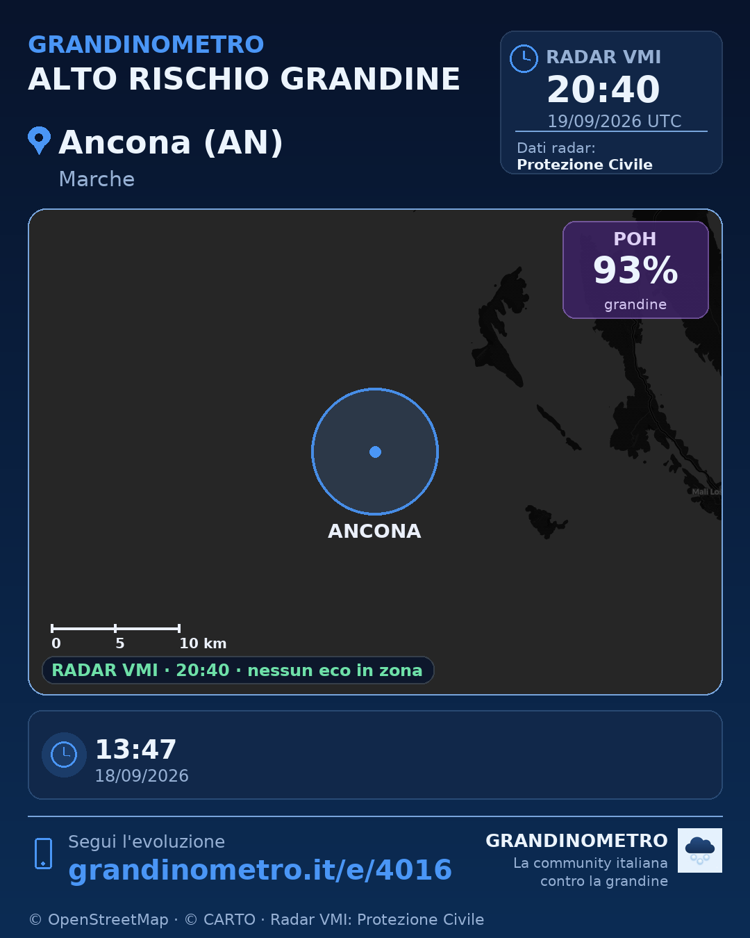 Mappa dell'evento: grandine ad Ancona (AN)