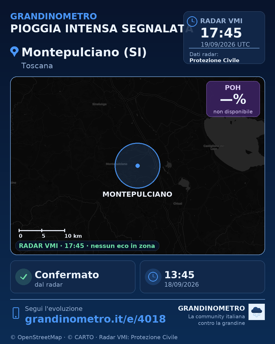 Mappa dell'evento: pioggia intensa a Montepulciano (SI)