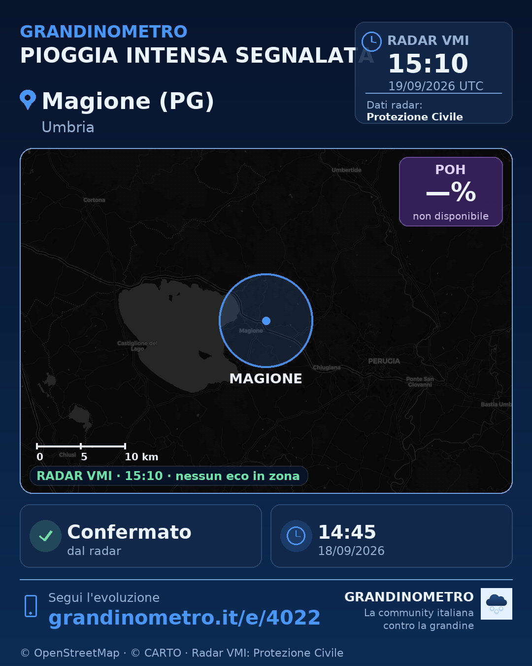 Mappa dell'evento: pioggia intensa a Magione (PG)