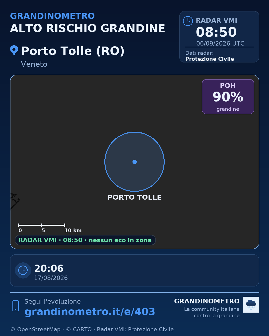 Mappa dell'evento: grandine a Porto Tolle (RO)