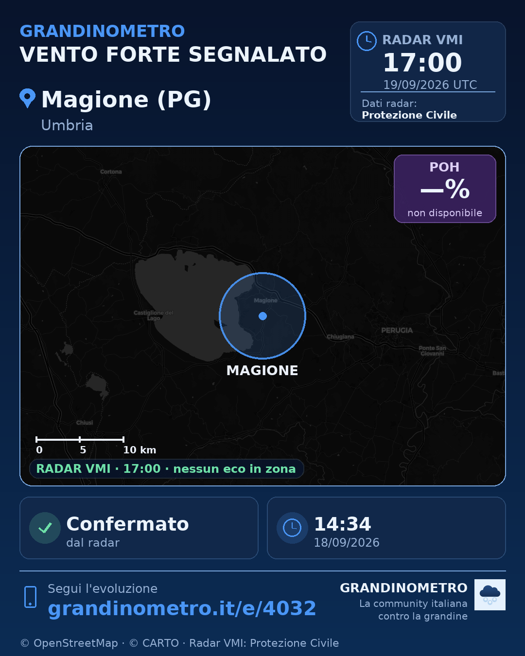 Mappa dell'evento: vento forte a Magione (PG)