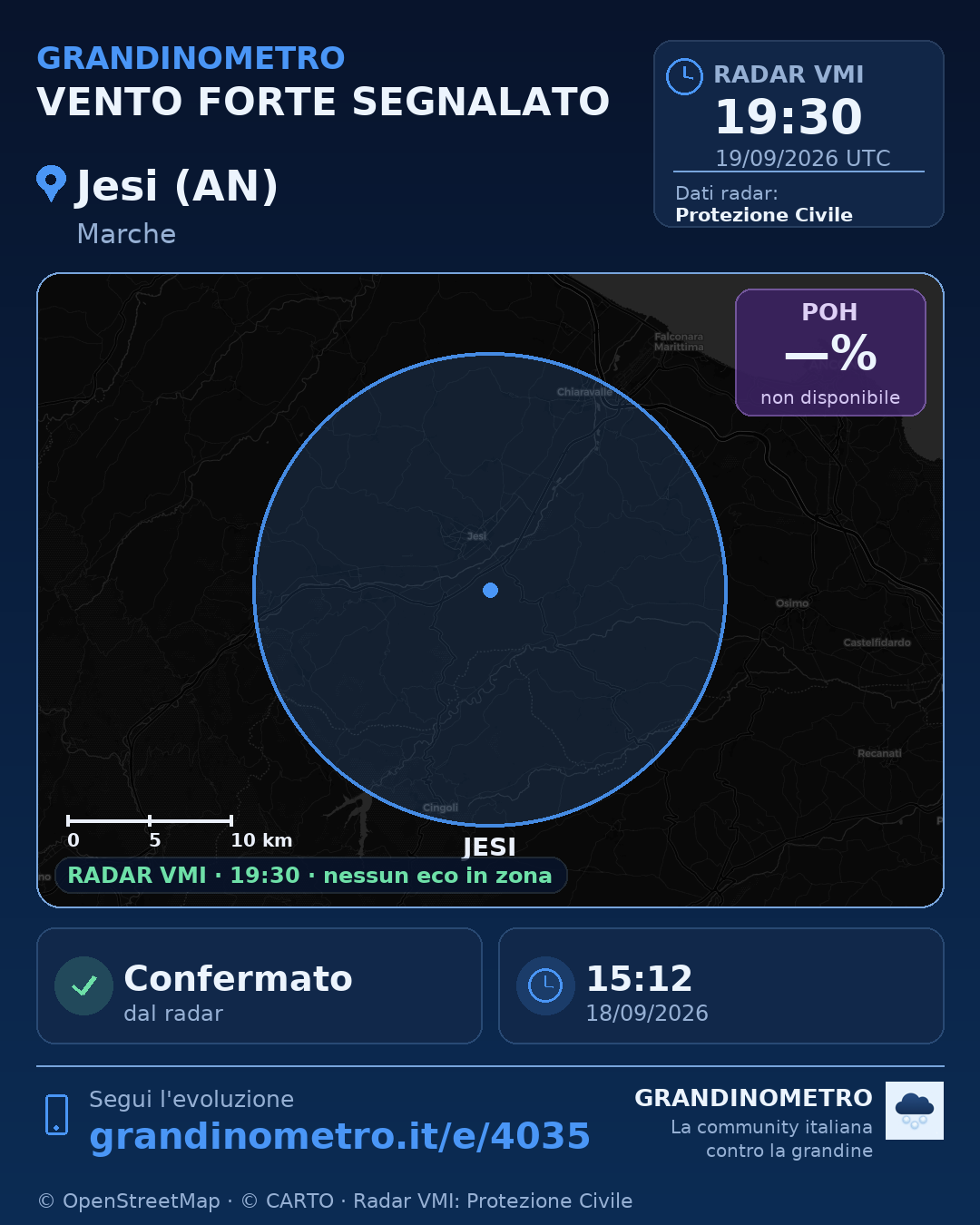 Mappa dell'evento: vento forte a Jesi (AN)