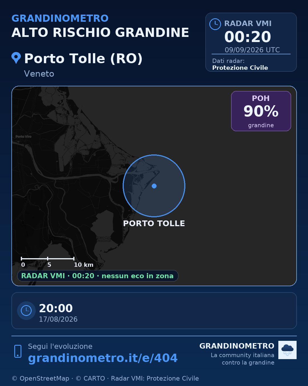 Mappa dell'evento: grandine a Porto Tolle (RO)