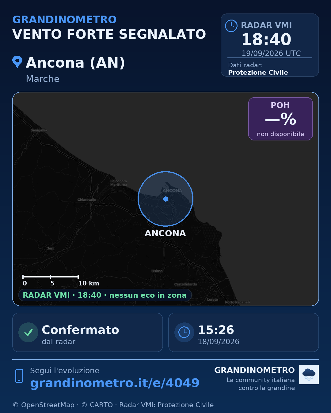 Mappa dell'evento: vento forte ad Ancona (AN)