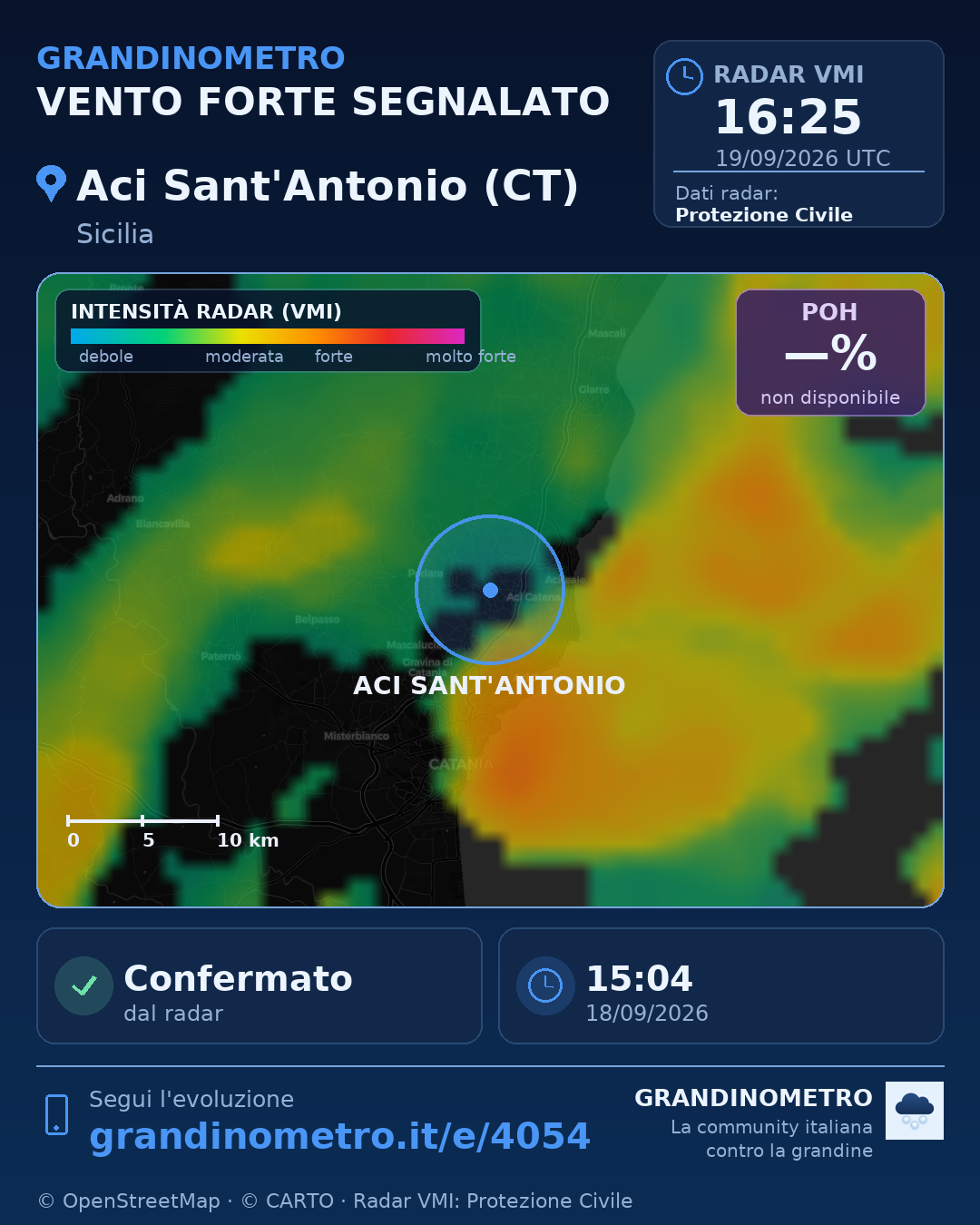 Mappa dell'evento: vento forte ad Aci Sant'Antonio (CT)