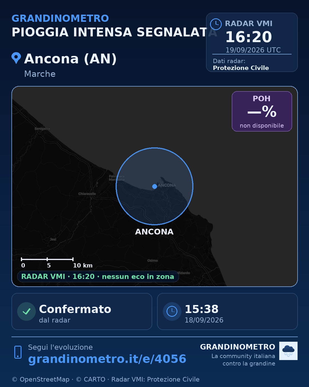 Mappa dell'evento: pioggia intensa ad Ancona (AN)