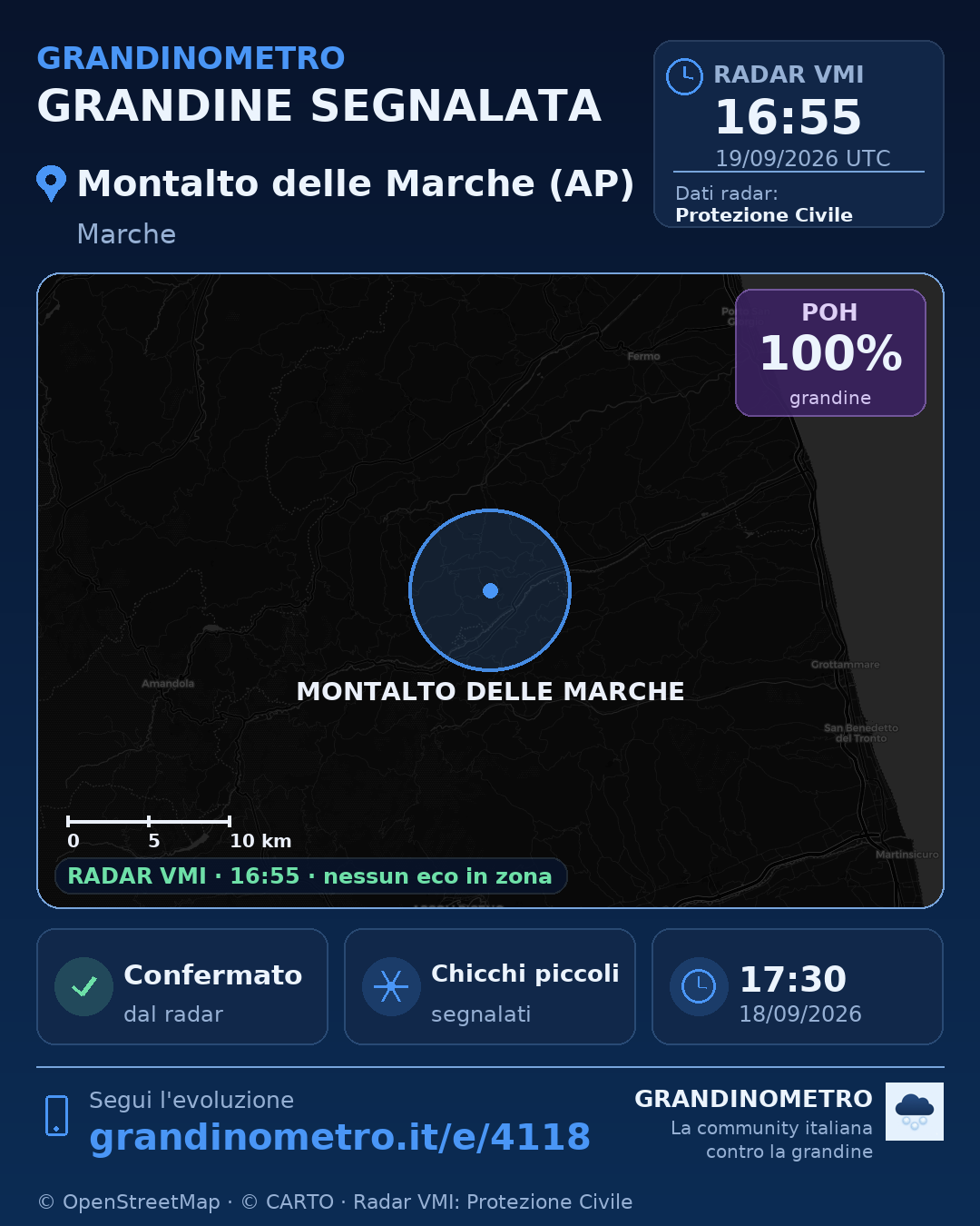 Mappa dell'evento: grandine a Montalto delle Marche (AP)