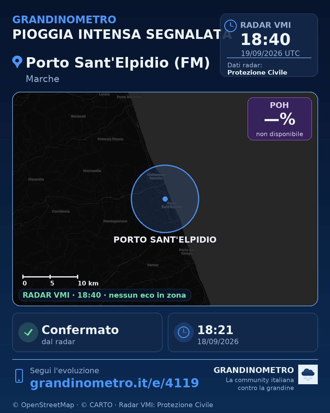 Mappa dell'evento: pioggia intensa a Porto Sant'Elpidio (FM)