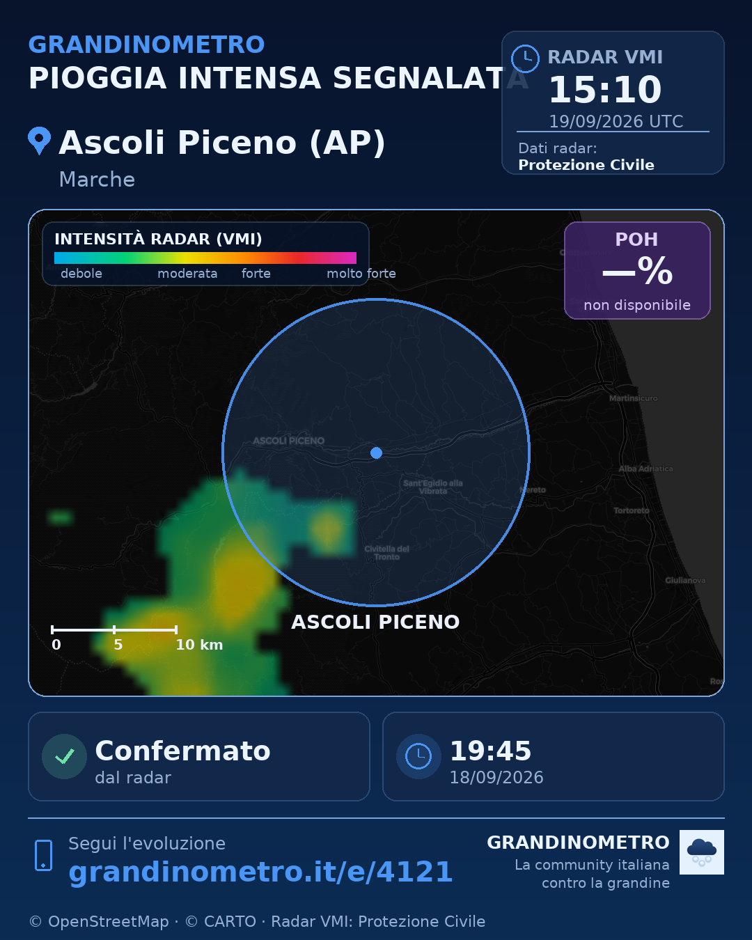 Mappa dell'evento: pioggia intensa ad Ascoli Piceno (AP)