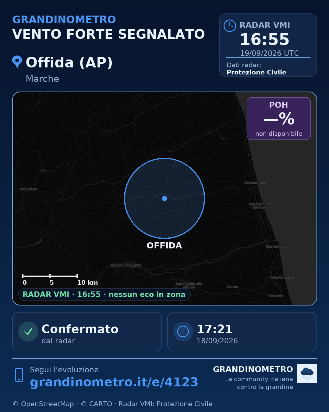 Mappa dell'evento: vento forte a Offida (AP)