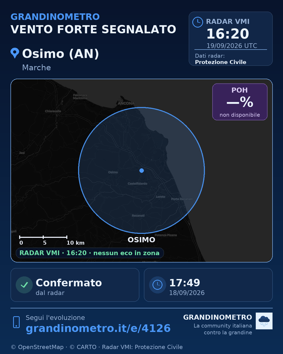 Mappa dell'evento: vento forte a Osimo (AN)