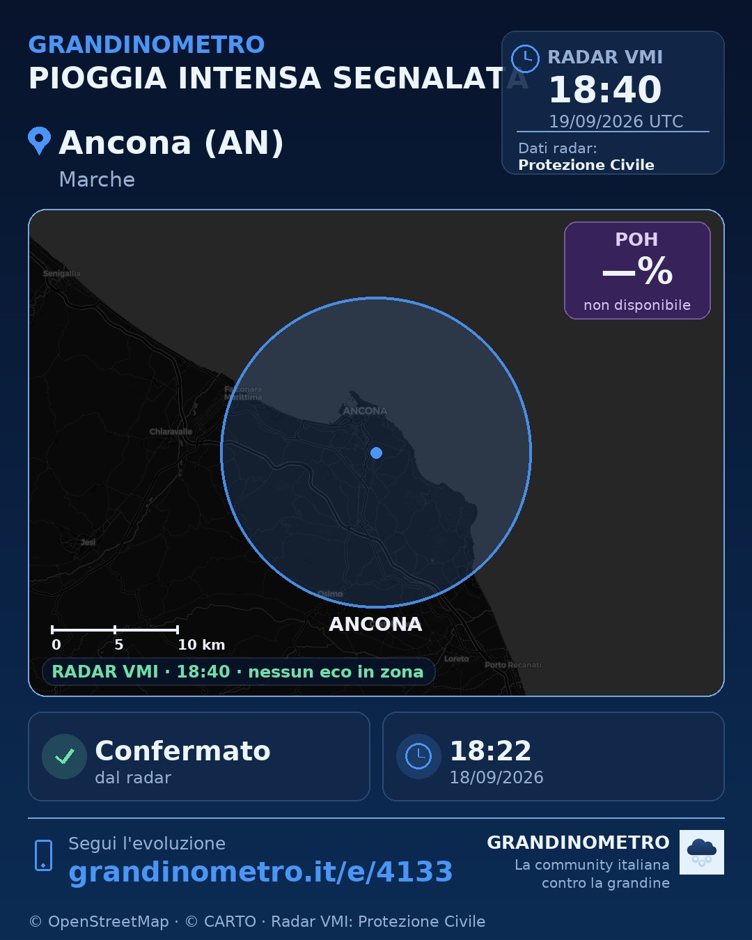Mappa dell'evento: pioggia intensa ad Ancona (AN)