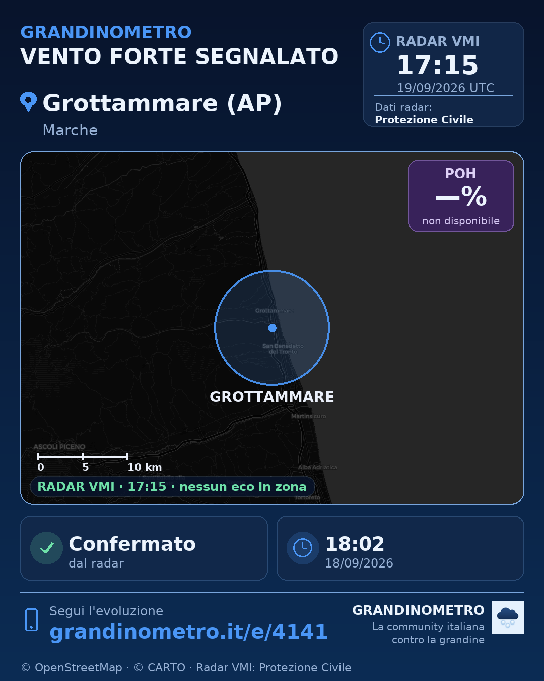 Mappa dell'evento: vento forte a Grottammare (AP)
