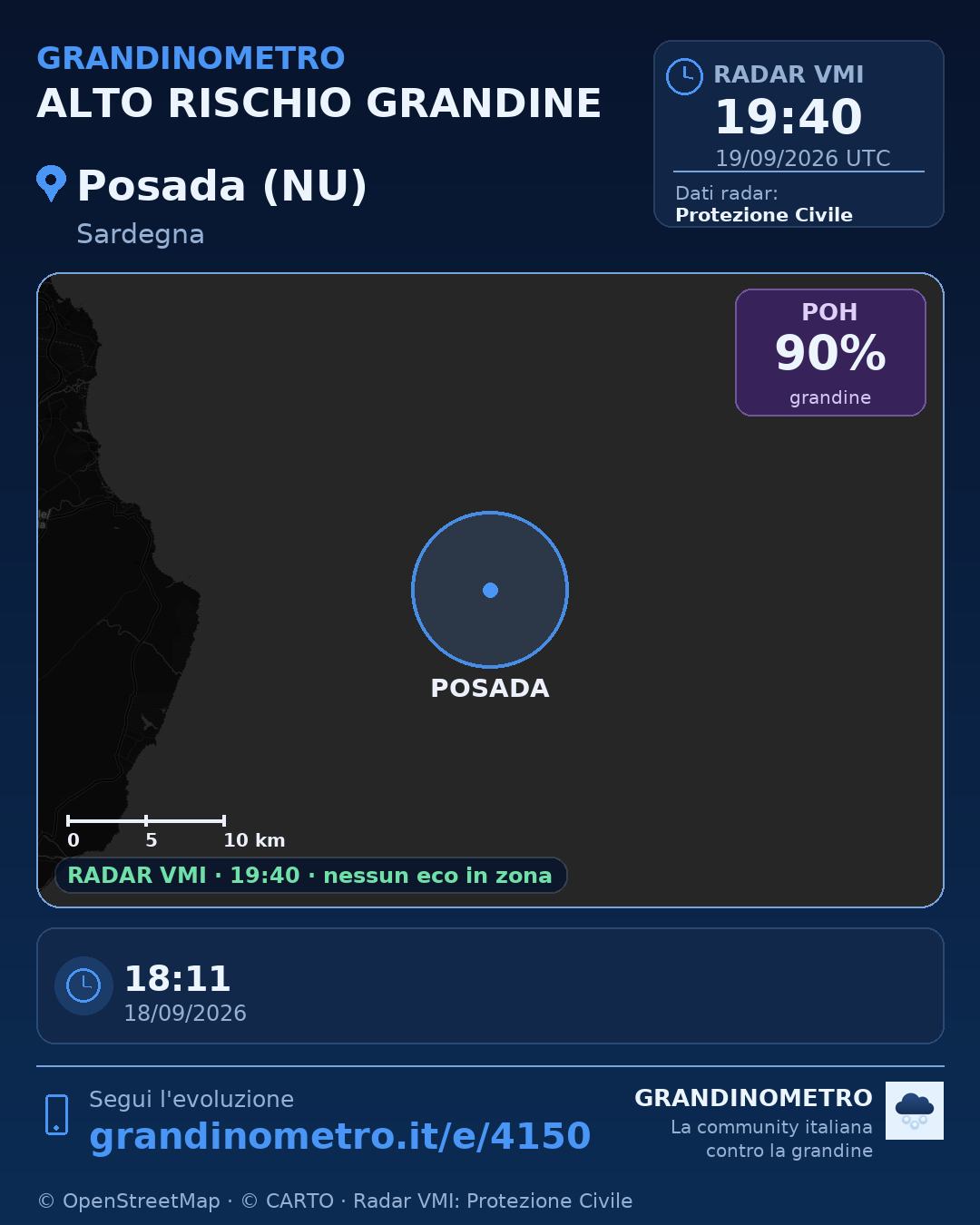 Mappa dell'evento: grandine a Posada (NU)