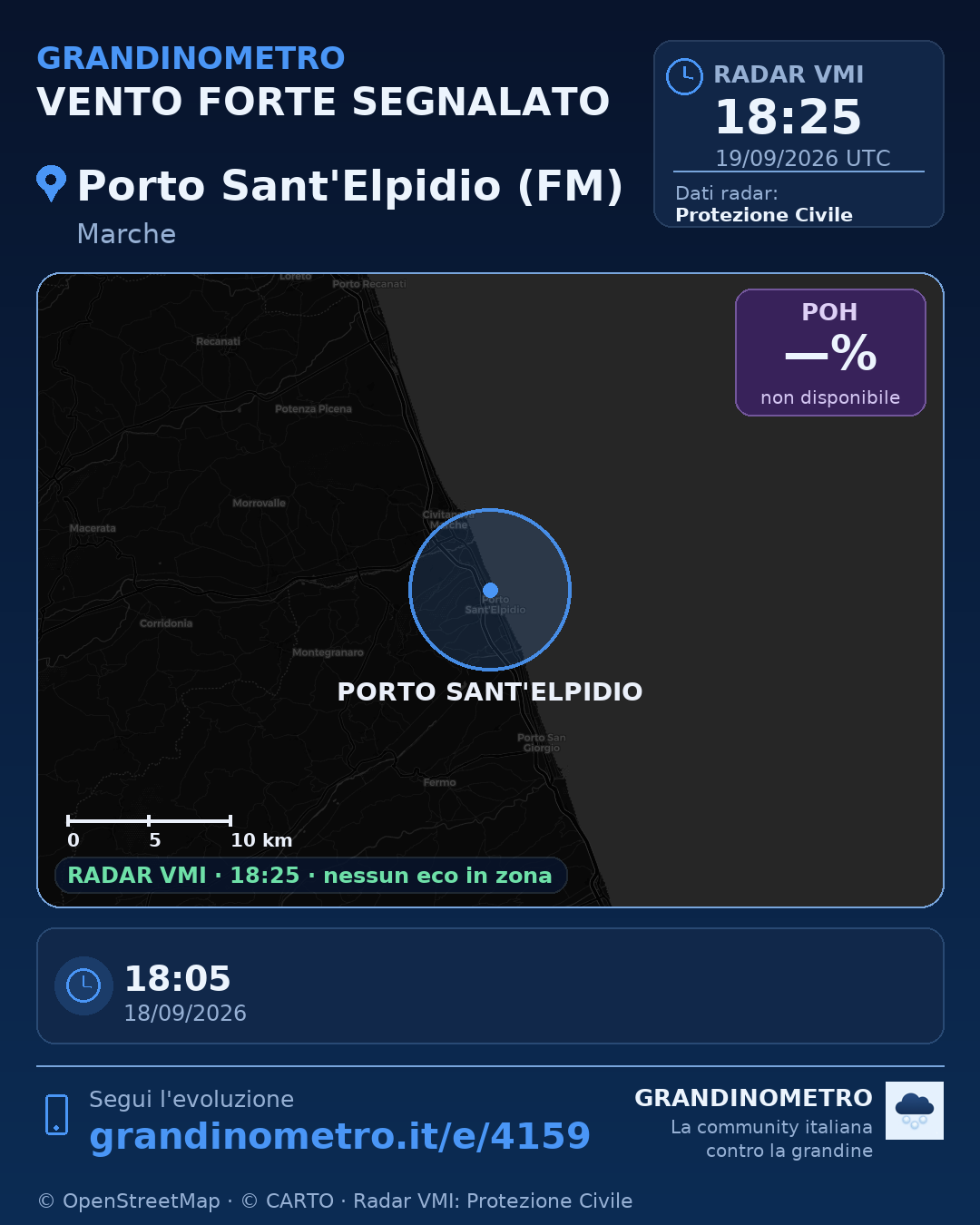 Mappa dell'evento: vento forte a Porto Sant'Elpidio (FM)
