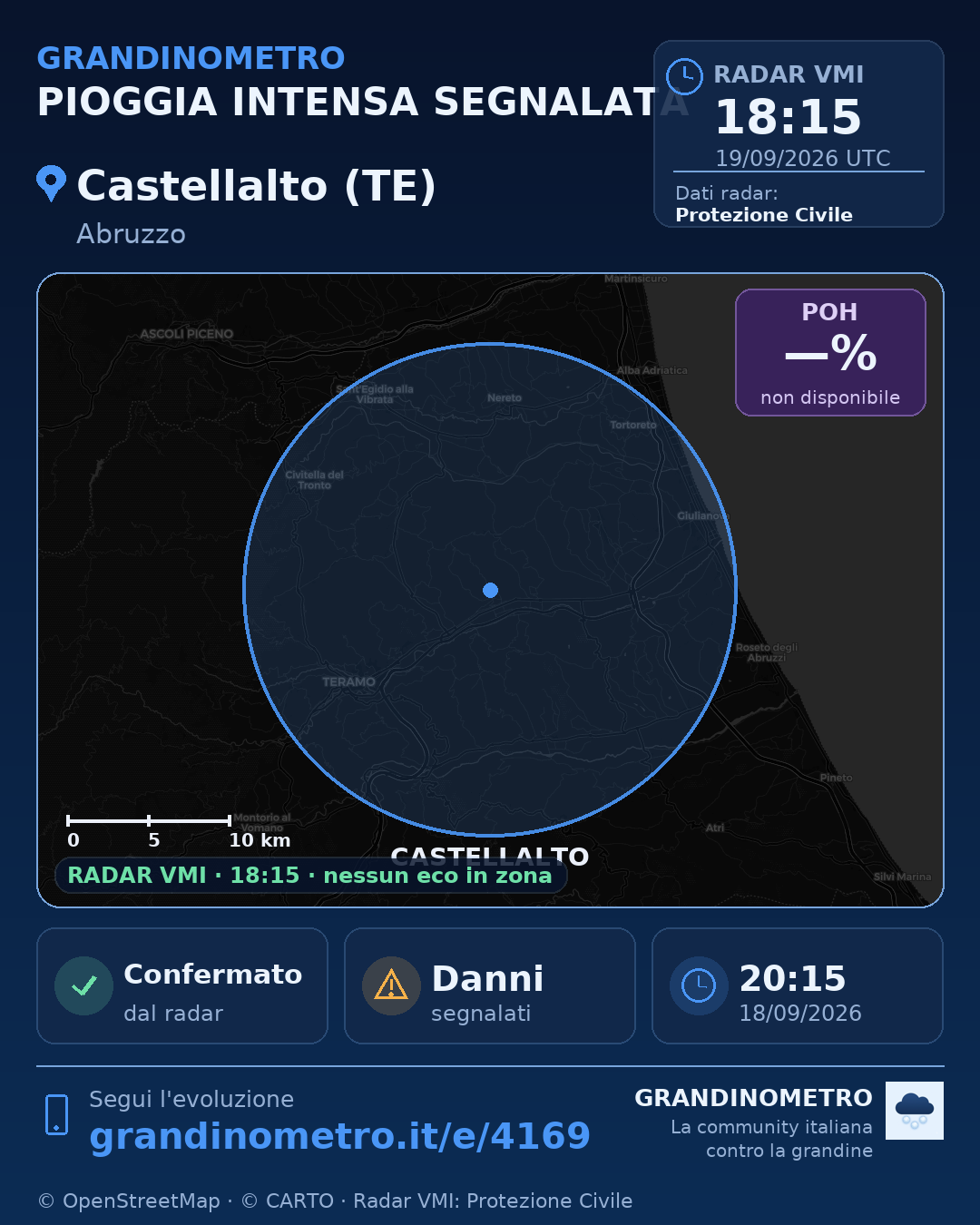Mappa dell'evento: pioggia intensa a Castellalto (TE)