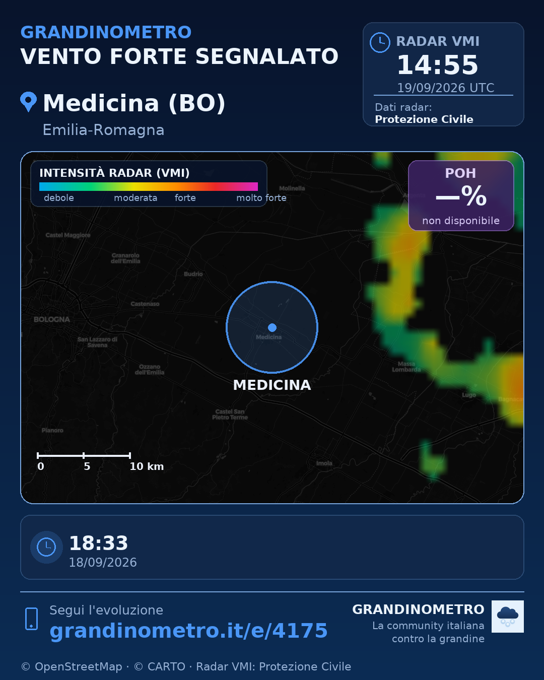 Mappa dell'evento: vento forte a Medicina (BO)
