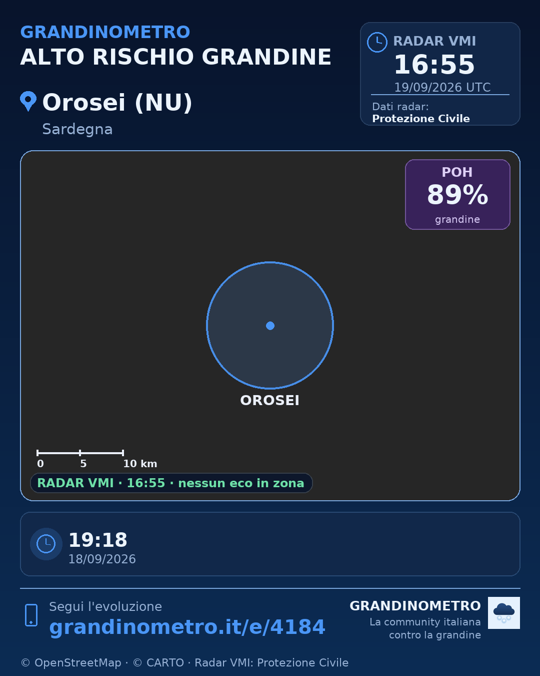 Mappa dell'evento: grandine a Orosei (NU)