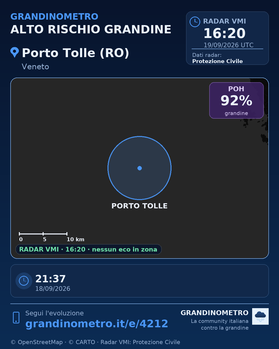Mappa dell'evento: grandine a Porto Tolle (RO)