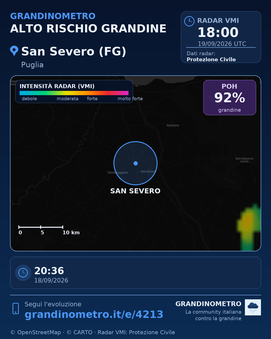 Mappa dell'evento: grandine a San Severo (FG)