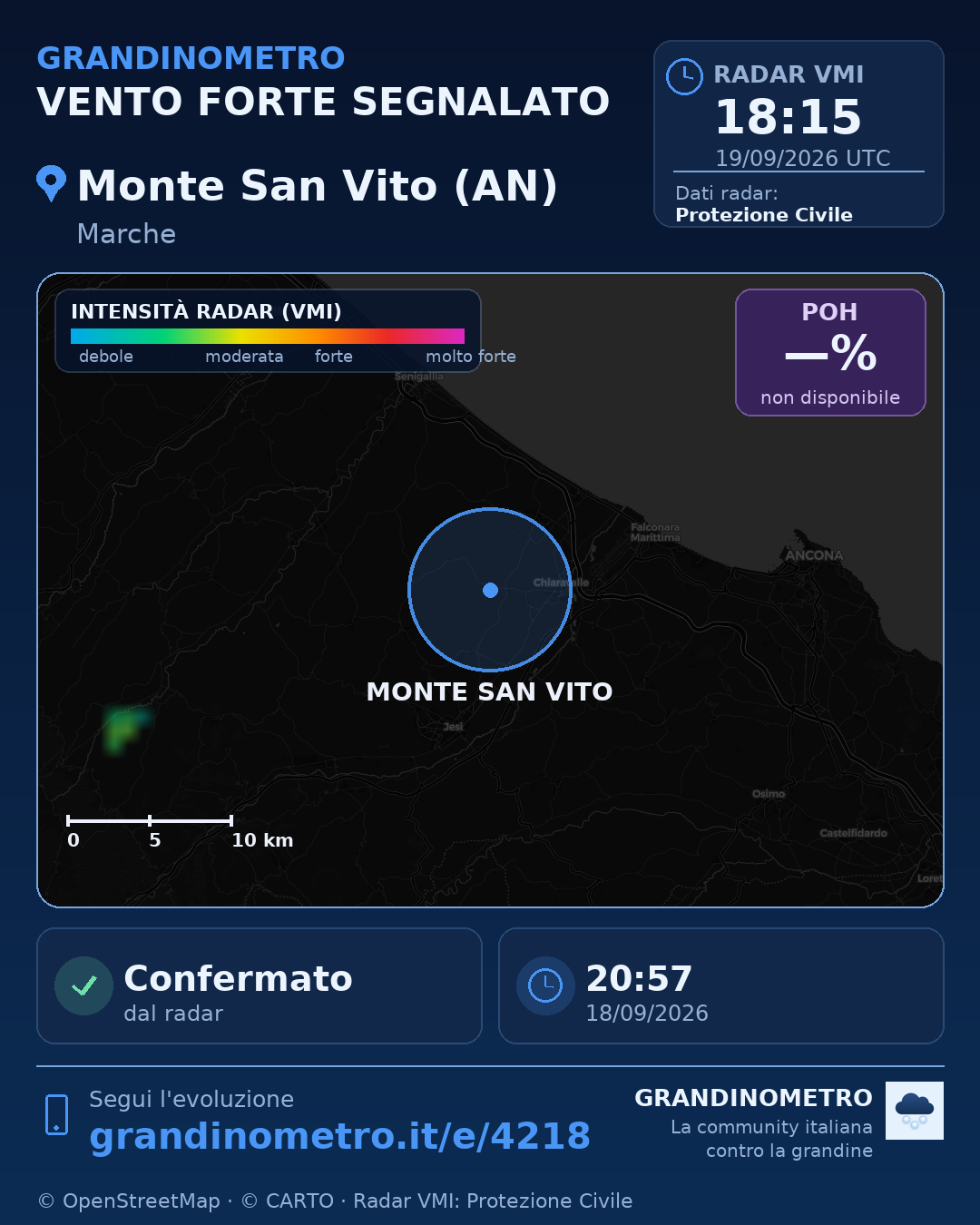 Mappa dell'evento: vento forte a Monte San Vito (AN)