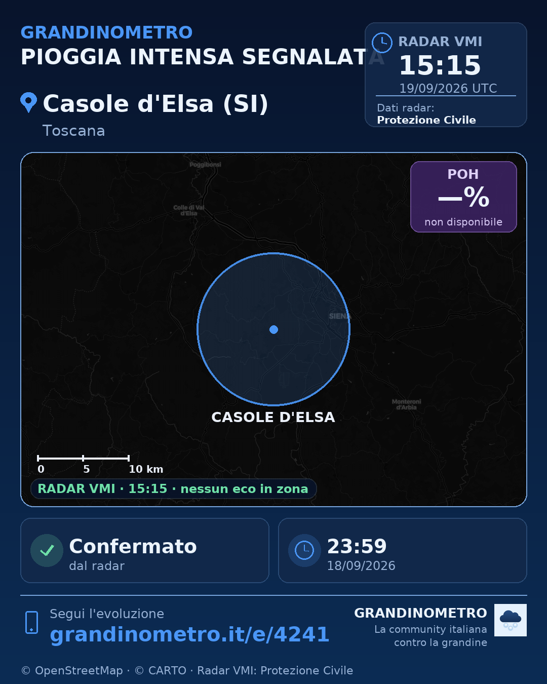 Mappa dell'evento: pioggia intensa a Casole d'Elsa (SI)