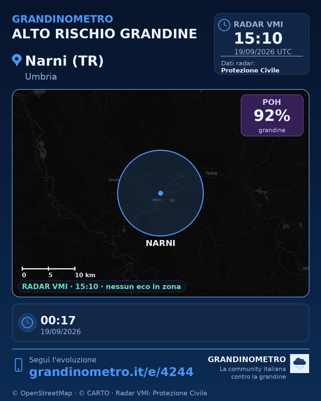 Mappa dell'evento: grandine a Narni (TR)