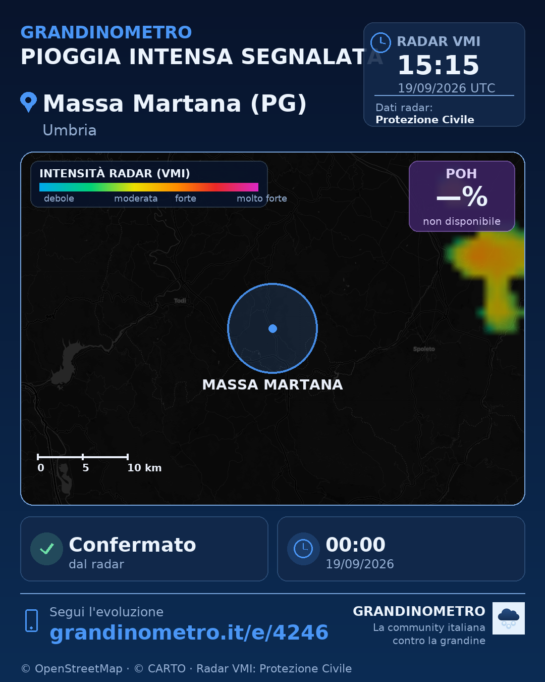Mappa dell'evento: pioggia intensa a Massa Martana (PG)