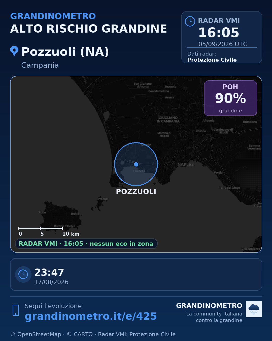 Mappa dell'evento: grandine a Pozzuoli (NA)