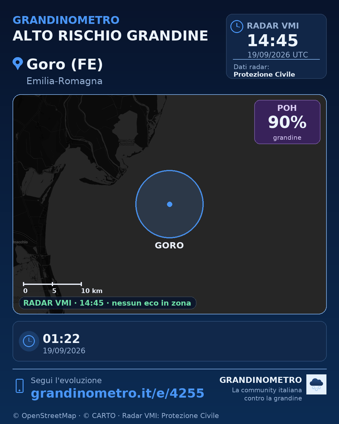 Mappa dell'evento: grandine a Goro (FE)