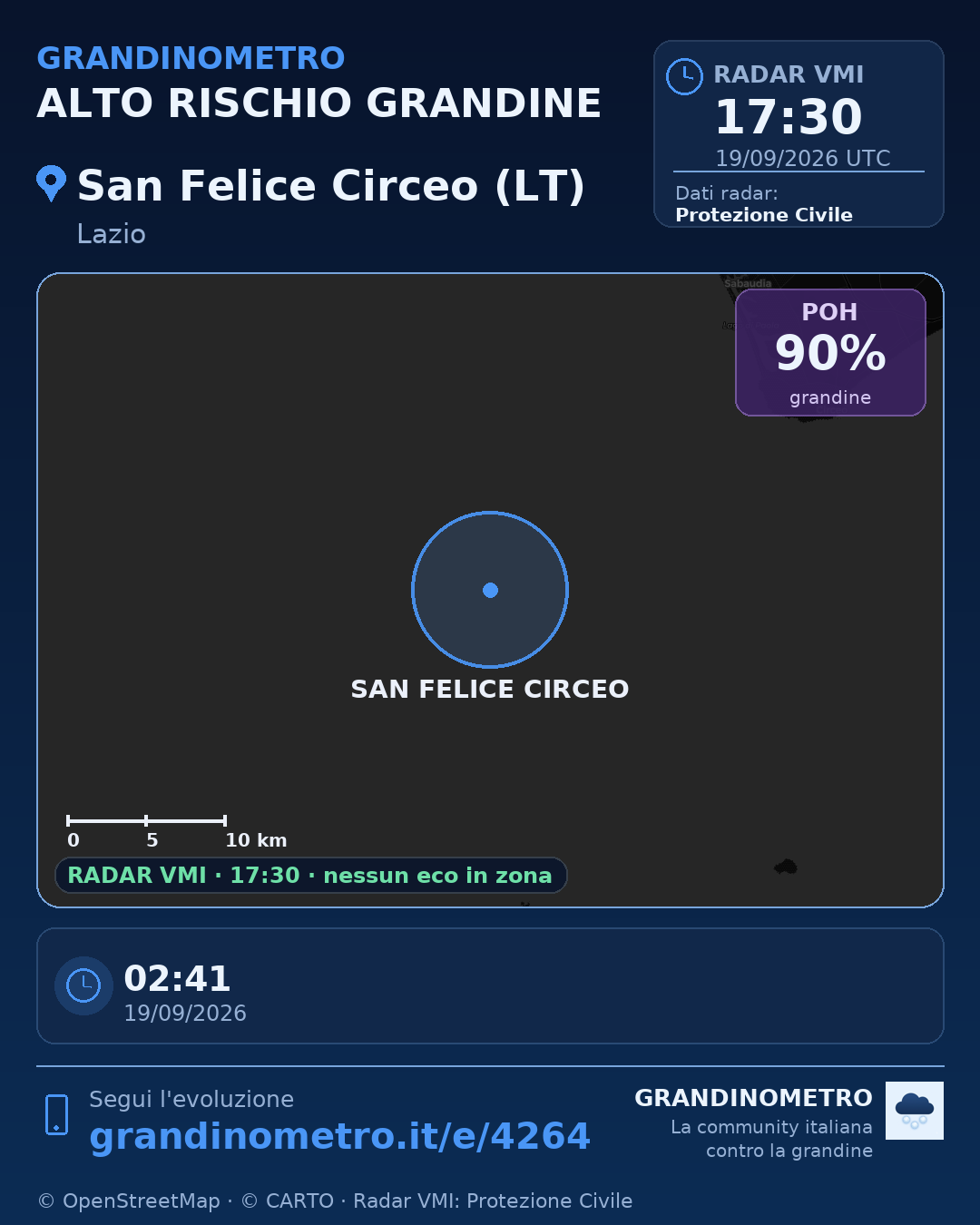 Mappa dell'evento: grandine a San Felice Circeo (LT)