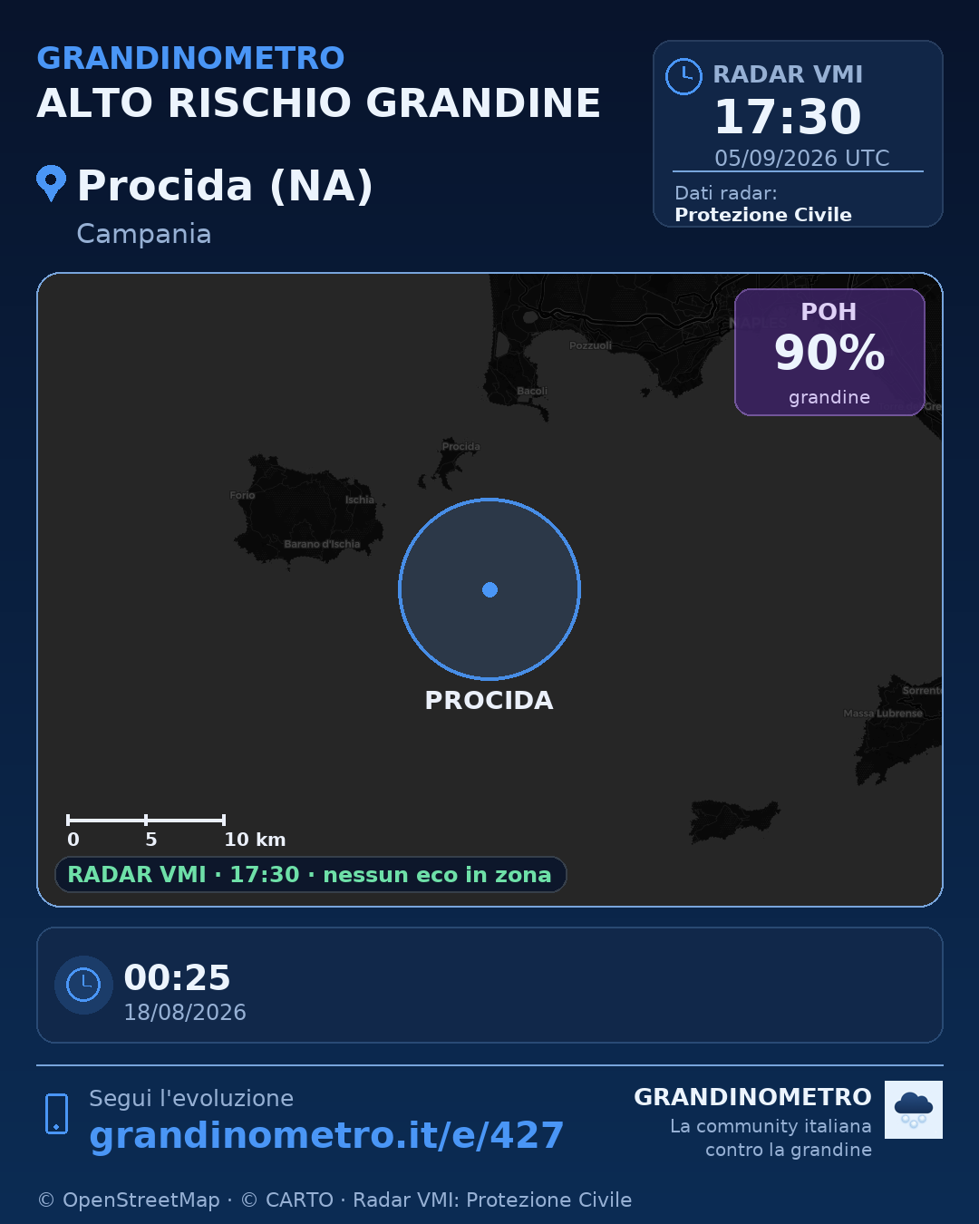 Mappa dell'evento: grandine a Procida (NA)