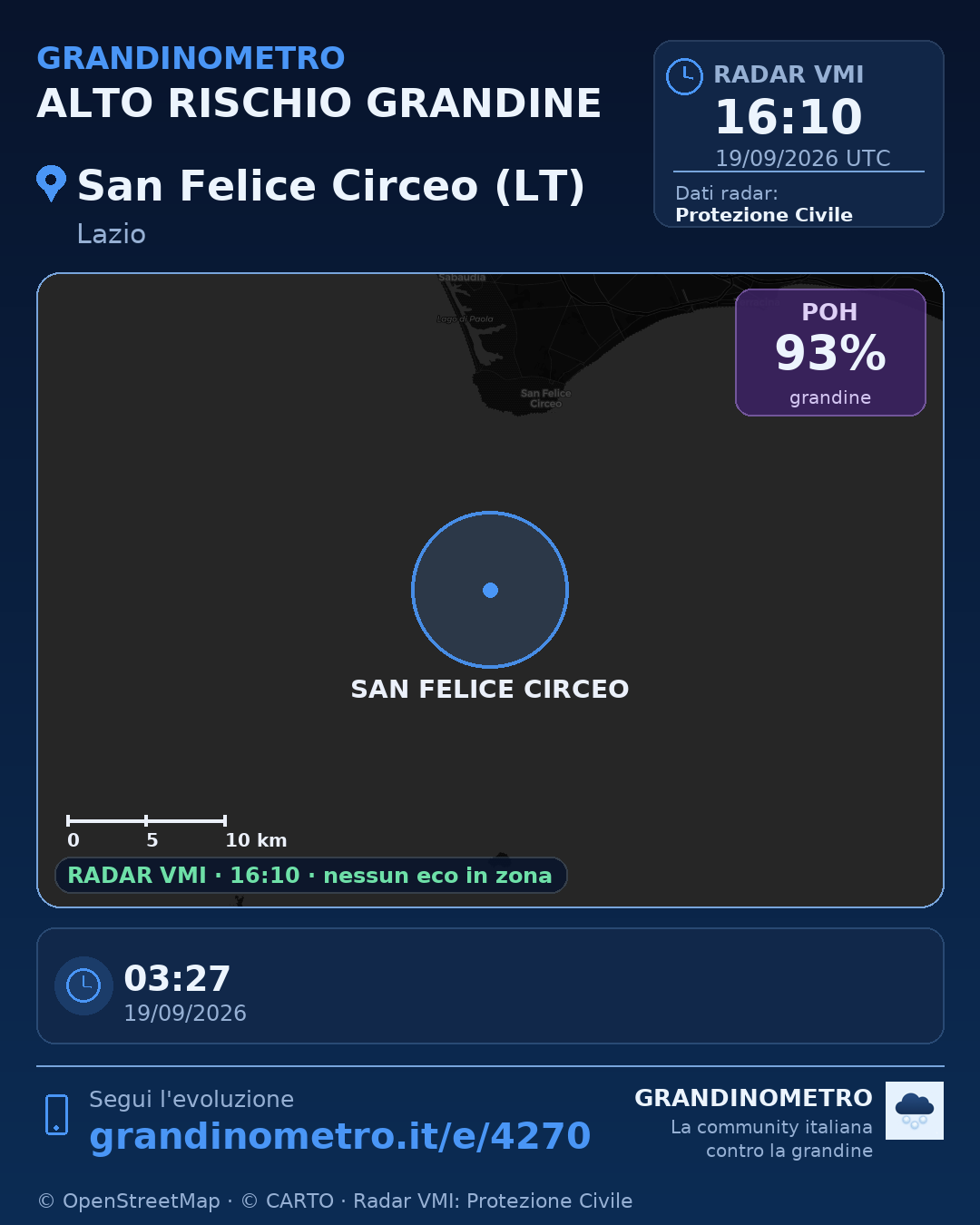 Mappa dell'evento: grandine a San Felice Circeo (LT)
