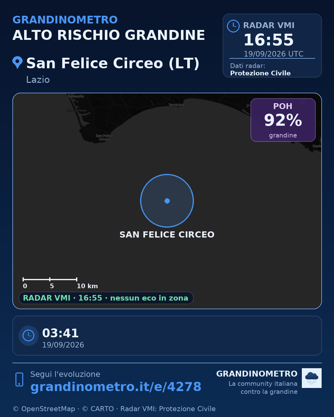 Mappa dell'evento: grandine a San Felice Circeo (LT)