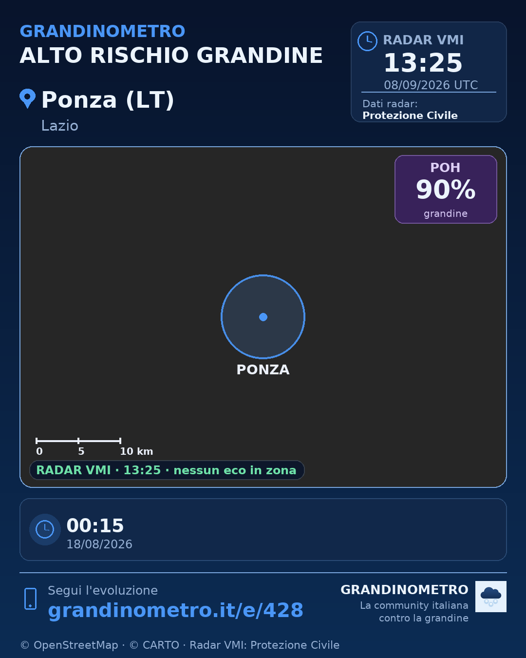 Mappa dell'evento: grandine a Ponza (LT)