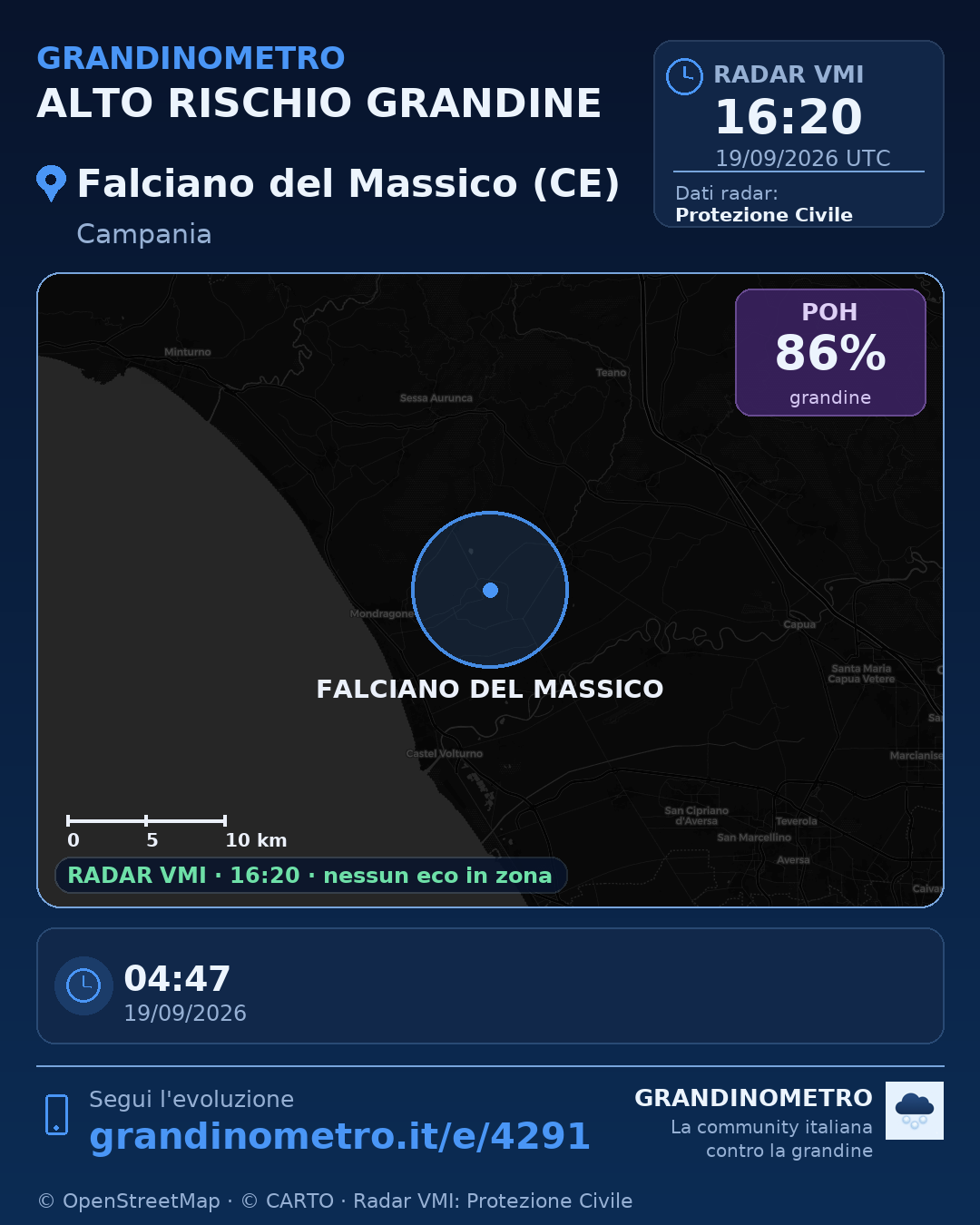 Mappa dell'evento: grandine a Falciano del Massico (CE)