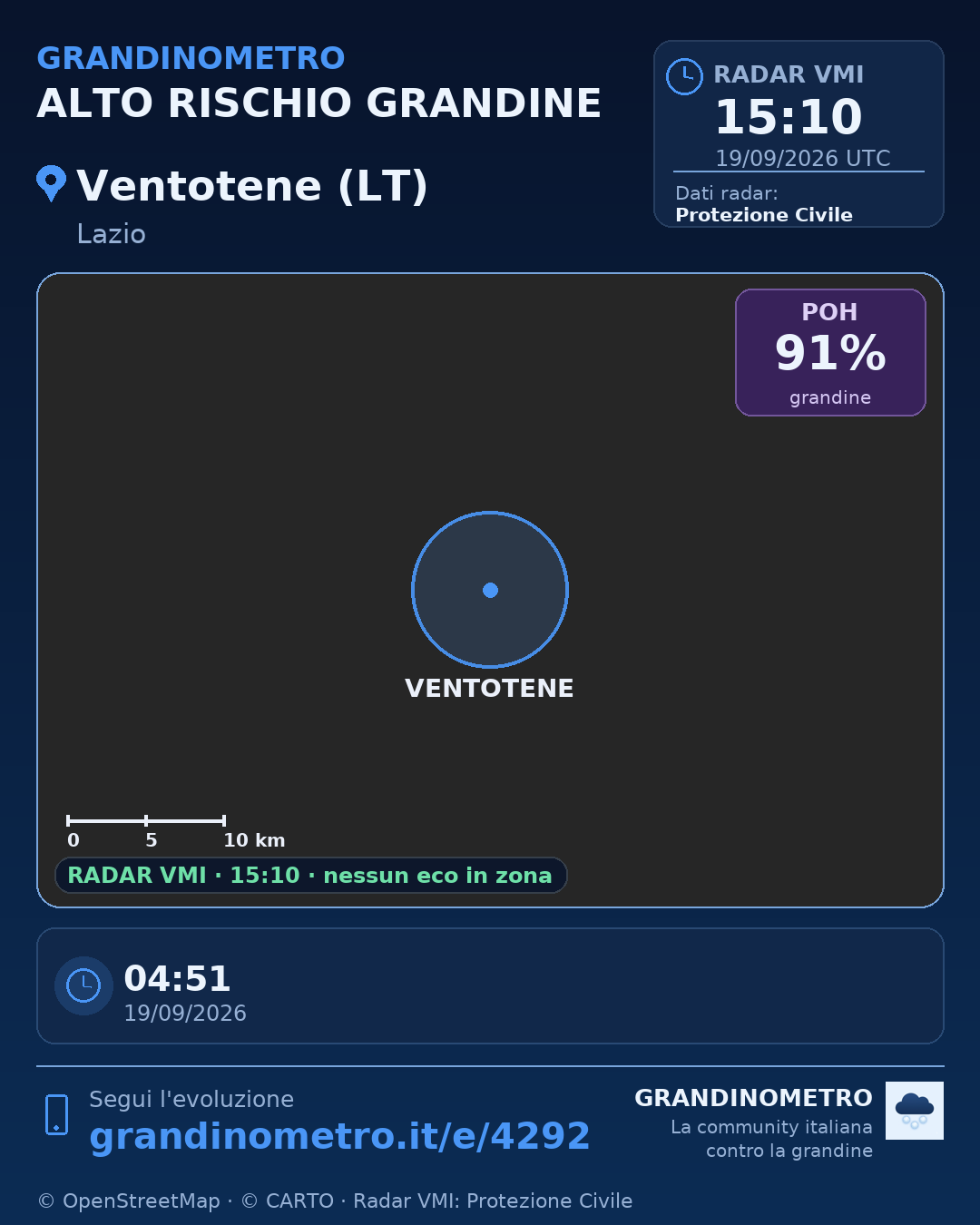 Mappa dell'evento: grandine a Ventotene (LT)
