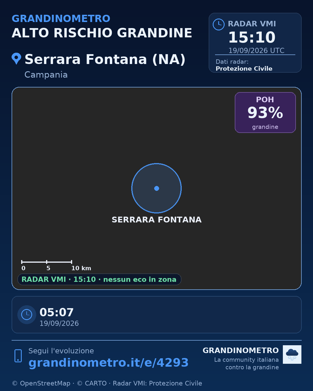 Mappa dell'evento: grandine a Serrara Fontana (NA)