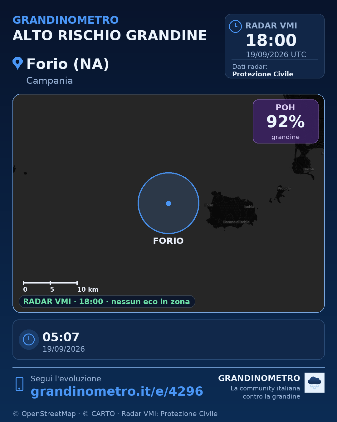 Mappa dell'evento: grandine a Forio (NA)