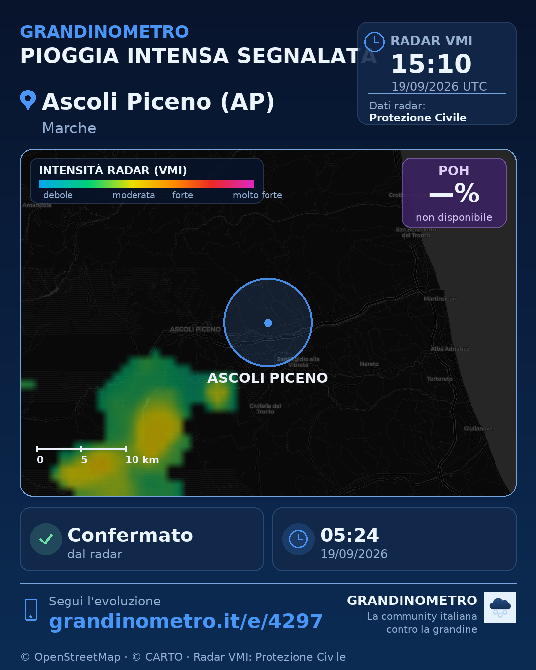 Mappa dell'evento: pioggia intensa ad Ascoli Piceno (AP)