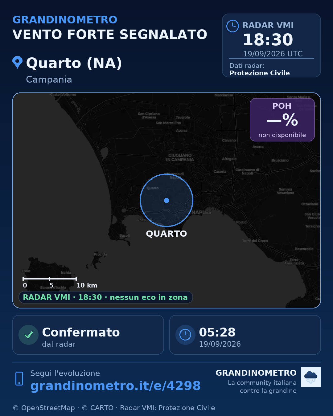 Mappa dell'evento: vento forte a Quarto (NA)