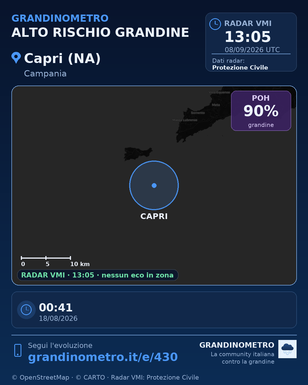 Mappa dell'evento: grandine a Capri (NA)