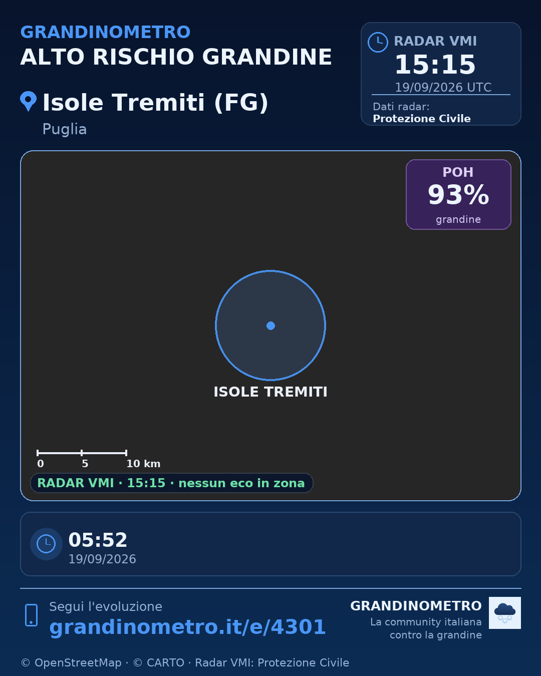 Mappa dell'evento: grandine a Isole Tremiti (FG)