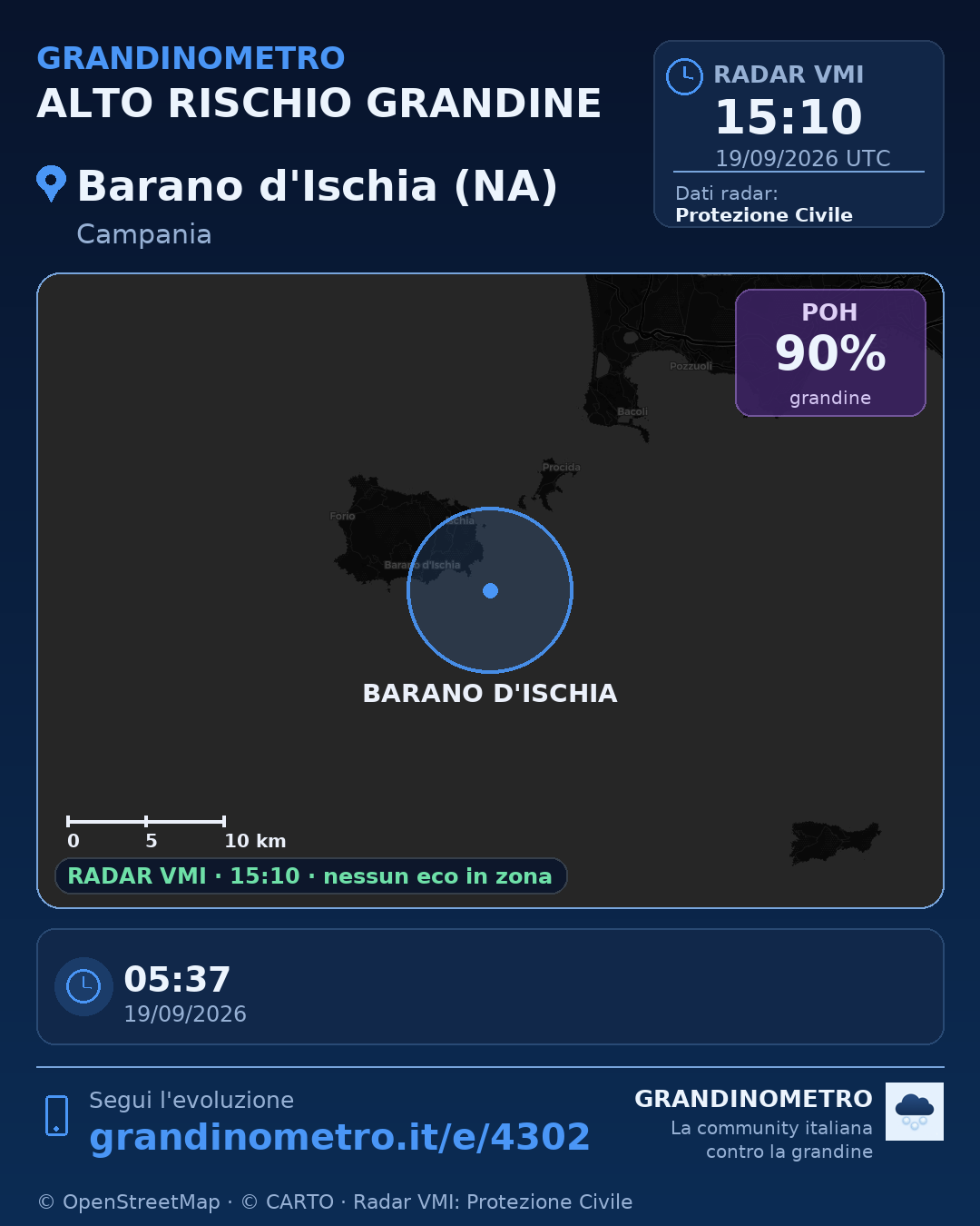 Mappa dell'evento: grandine a Barano d'Ischia (NA)